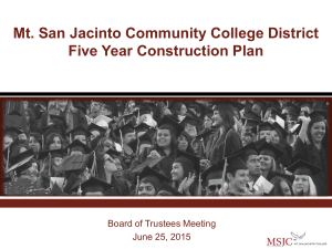 Mt. San Jacinto Community College District Five Year Construction