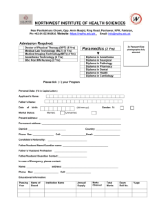 Admission Form - Northwest Institute of Health Sciences