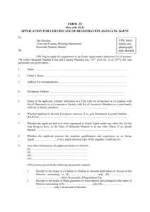 Form/Checklist for registration of Estate Agent