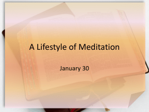 A Lifestyle of Meditation