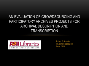 An Evaluation of Crowdsourcing and Participatory Archives Projects