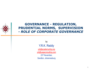 Good governance and, Prudential regulation and supervision