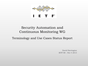 Terminology and Use Cases Status Report David Harrington IETF