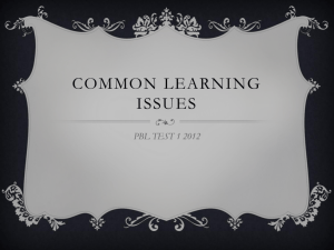 Common learning issues [Fall OMS I exam 1 2012].
