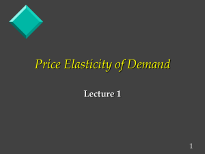 Lecture Series 16: Price Elasticity of Demand I