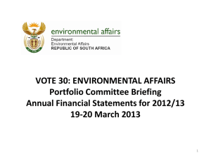 VOTE 30: ENVIRONMENTAL AFFAIRS Portfolio Committee Briefing