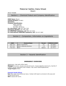 Material Safety Data Sheet Bleach ACC# 91020 Section 1