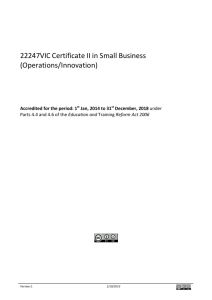 Certificate II in Small Business (Operations/Innovation) * 22247VIC