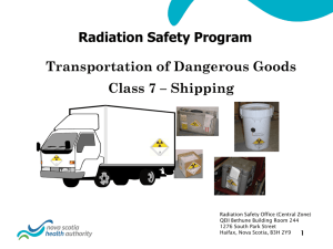 Radiation TDG Class 7 Shipping
