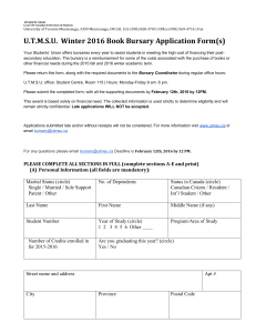 U.T.M.S.U. Winter 2016 Book Bursary Application Form