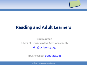 Reading and Adult Learners Tutor Training