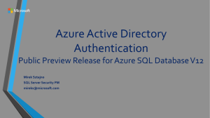 Azure Active Directory Authentication In Azure SQL Database