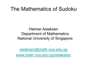 The Mathematics of Sudoku - Department of Mathematics