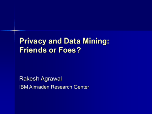 Privacy and Data Mining: Friends or Foes?