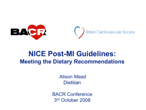 NICE post MI guidelines - meeting the dietary recommendations