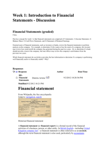 Week 1: Introduction to Financial Statements