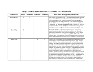 PROJECT 2EXCEL STRATEGIES for GT/ASD AND GT/EBD Learners