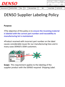 North American Supplier Labeling Policy