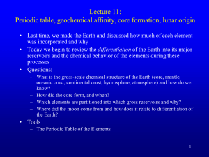 Lecture 2: Periodic table, geochemical affinity, core