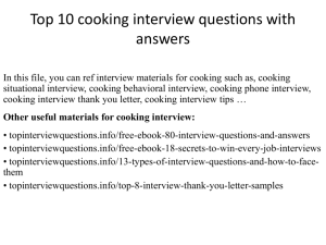 Other useful materials for cooking interview