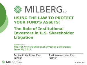 The Role of Institutional Investors in US Shareholder Litigation