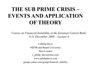 the sub prime crisis – events and application of