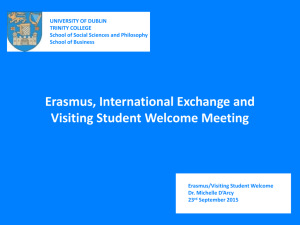 Erasmus, International Exchange and Visiting Student Welcome