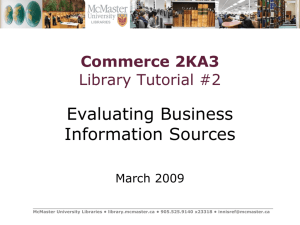 Commerce 2KA3 Library Tutorial #1: Finding