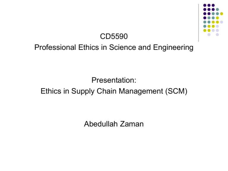 Ethics In Supply Chain Management