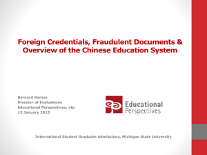 Foreign Credentials, Fraudulent Documents and Overview of the