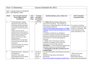 Year 11 Chemistry Course Schedule 2011 Schedule unit 1