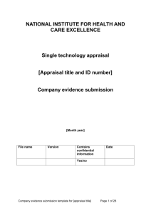 Specification for company submission of evidence - 2015