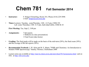 Chem 781 Fall Semester 2014