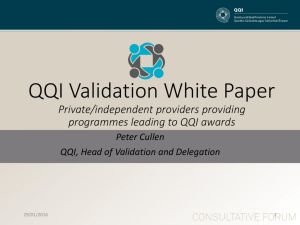 Presentation on Validation White Paper Private Providers