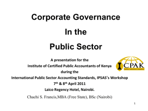 Corporate Governance in the Public Sector
