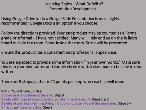 Learning Styles – What Do With? Presentation