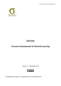 Course in Assessment of Informal Learning * 22212VIC