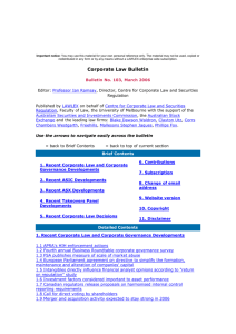 Corporate Law Bulletin 103 - March 2006