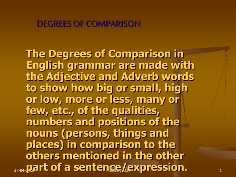 Degrees Of Comparison In English Grammar Exercises