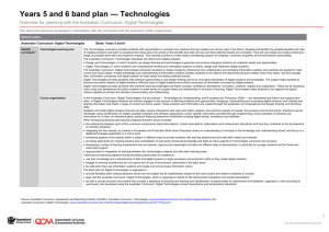 Years 5 and 6 band plan: Digital Technologies