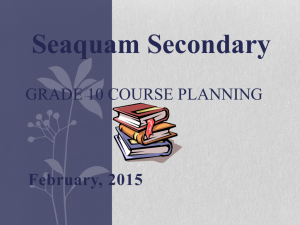 Course Planning for Grade 9 to 10