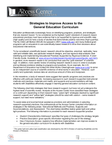 Strategies to Improve Access to the General Education Curriculum