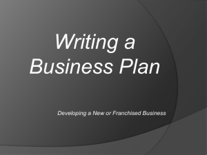 Small Business Operations Writing the Business Plan