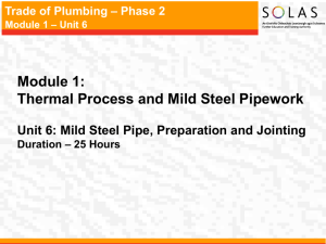 Trade of Plumbing – Phase 2 Module 1 – Unit 6 Mild Steel Pipe