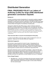 (LOAs) for large (G59) distributed generation connection requests