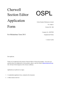 Cherwell Section Editor Application Form For Michaelmas Term