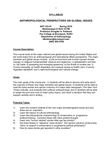 syllabus anthropological perspectives on global issues