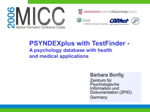 PSYNDEXplus with TestFinder - A psychology database with health