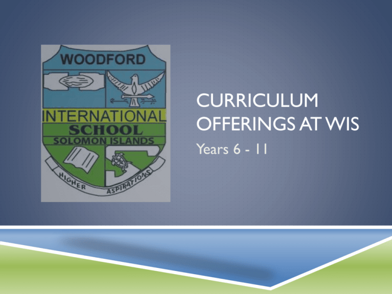 Curriculum Offerings At WIS Woodford International School