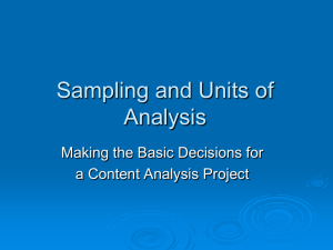 Sampling and Units of Analysis